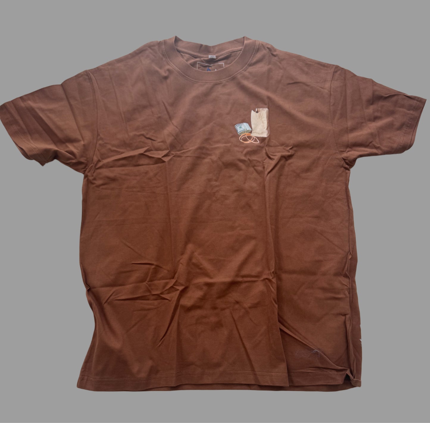 Brown paper bag, T-shirt