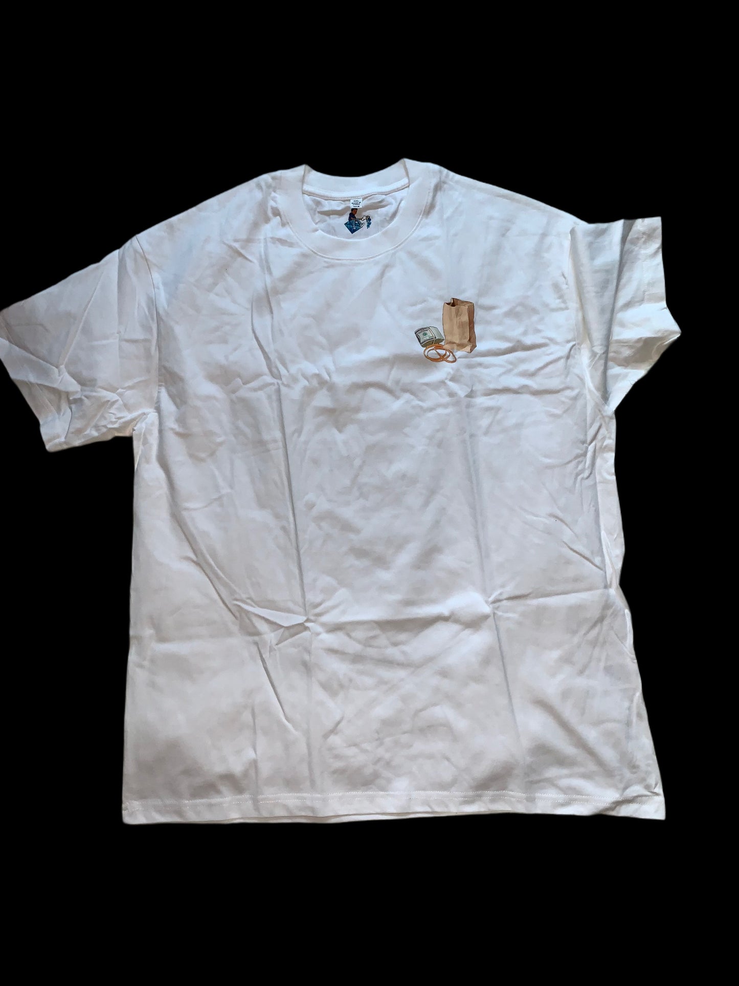 Brown paper bag, T-shirt