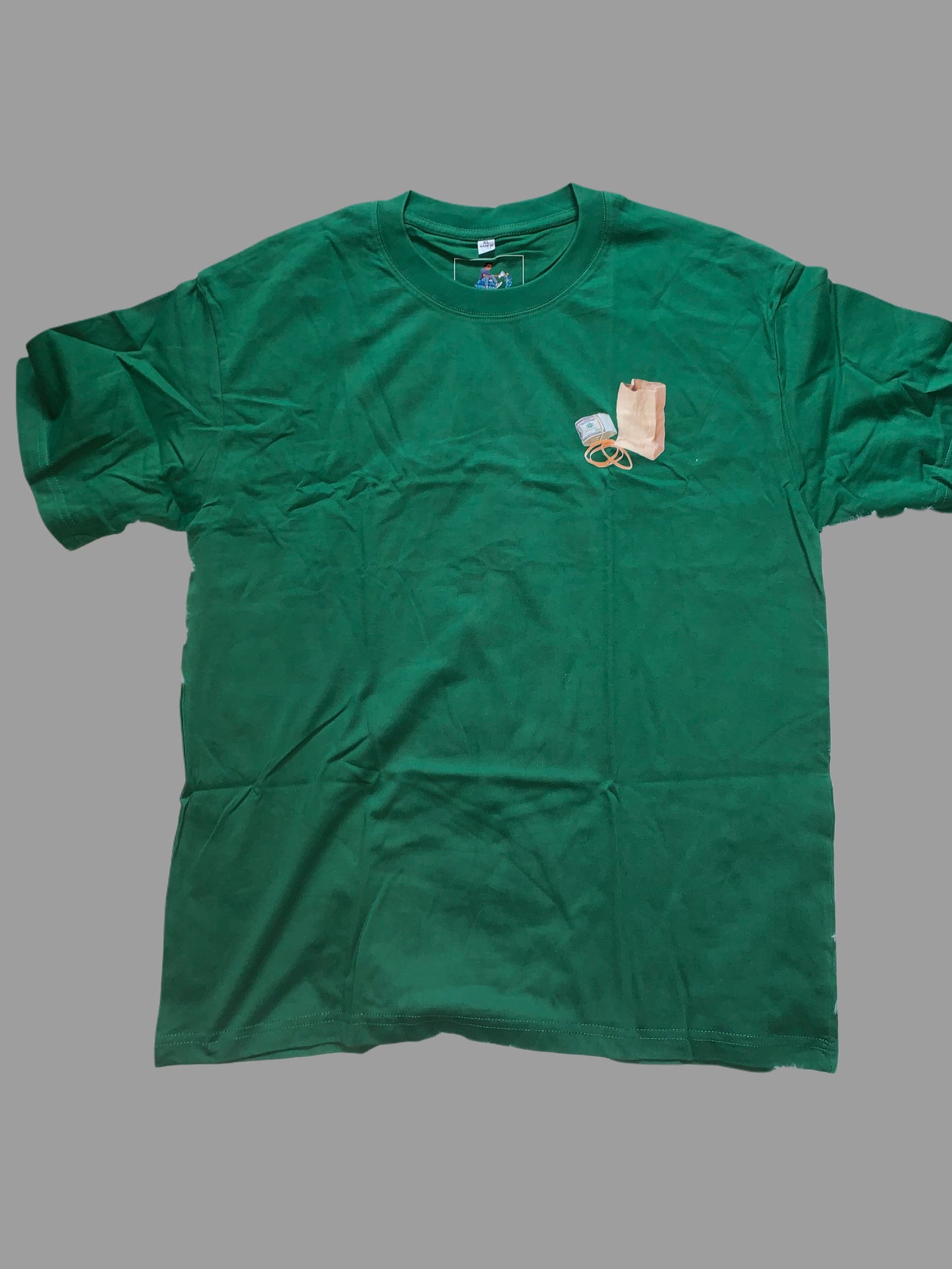 Brown paper bag, T-shirt