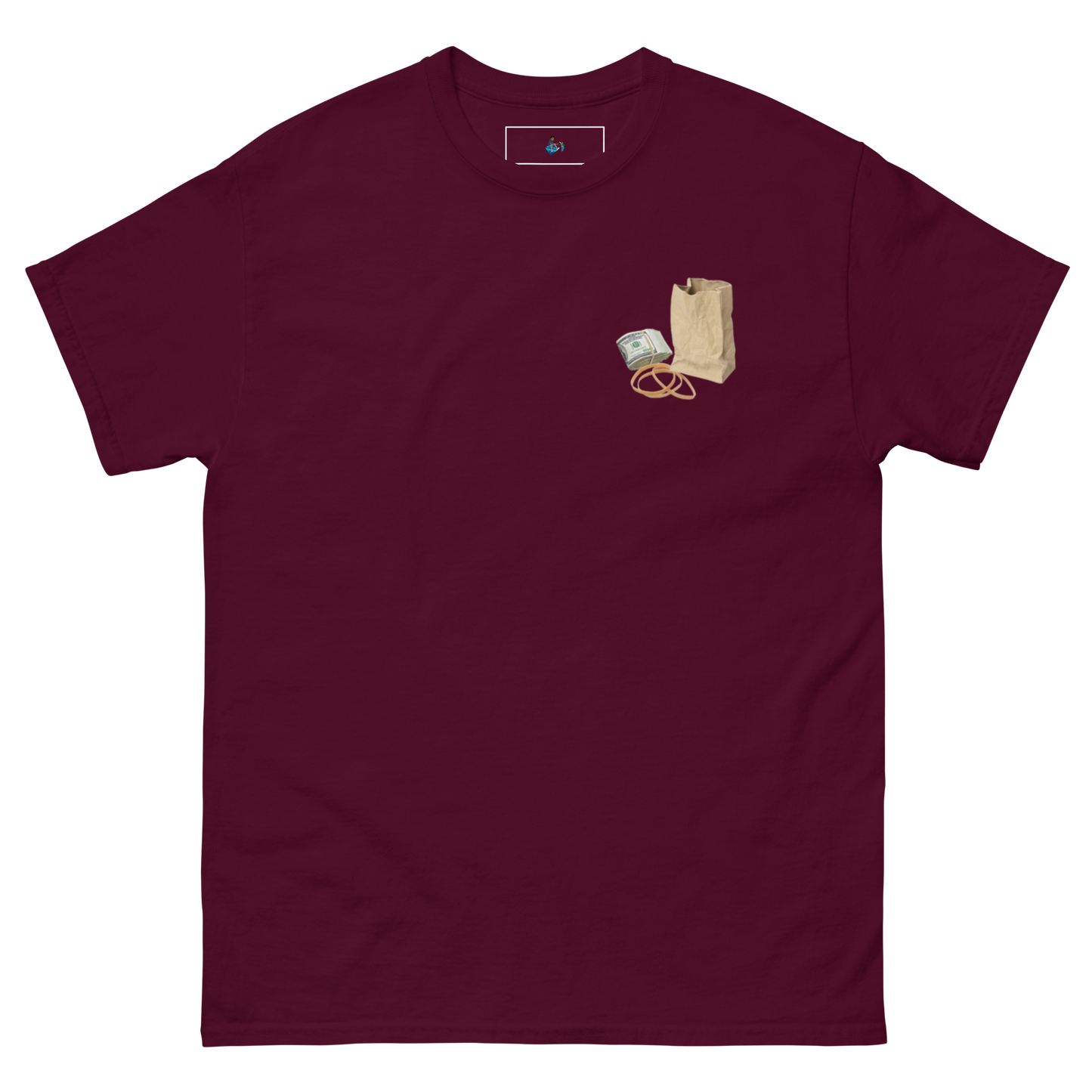 Brown paper bag, T-shirt