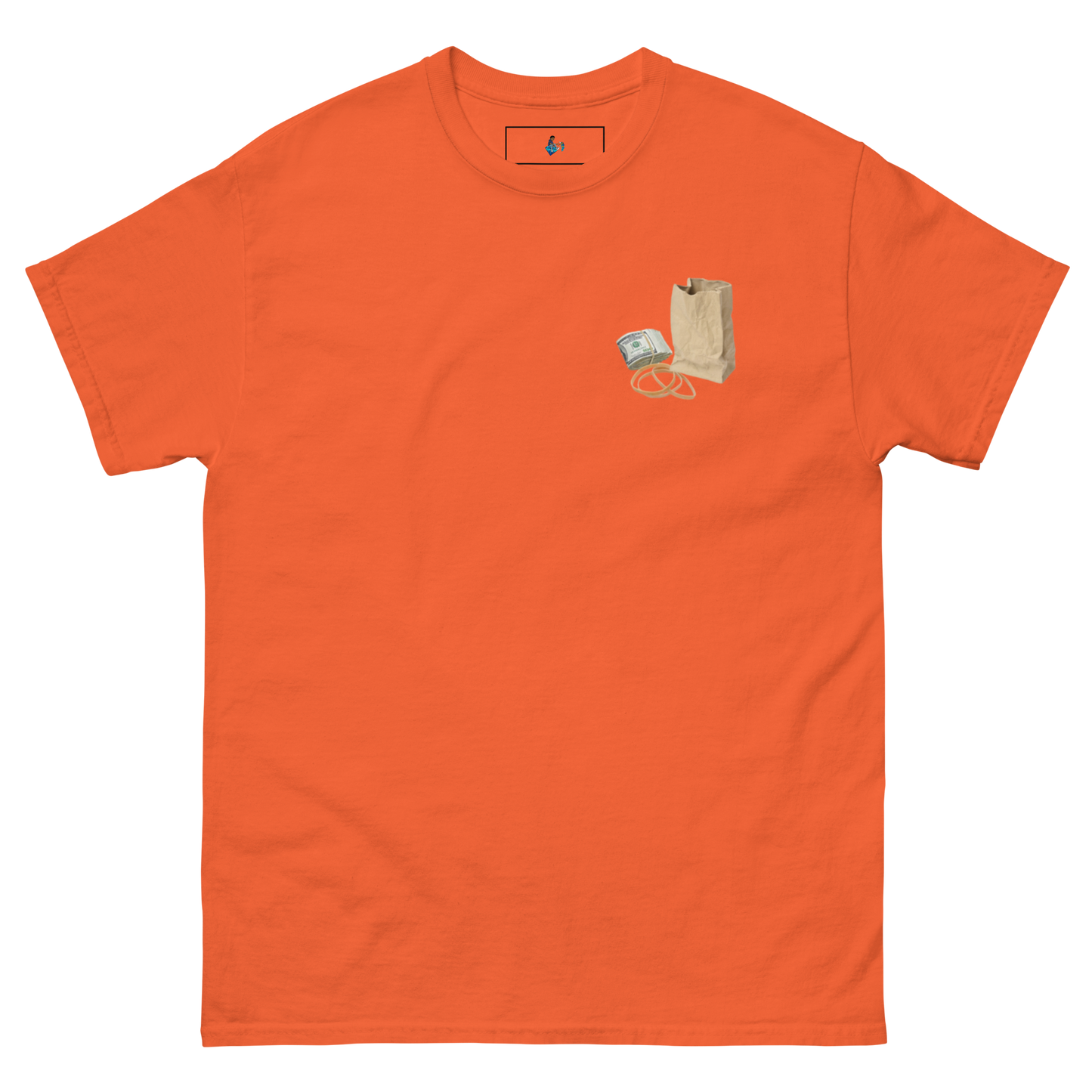 Brown paper bag, T-shirt