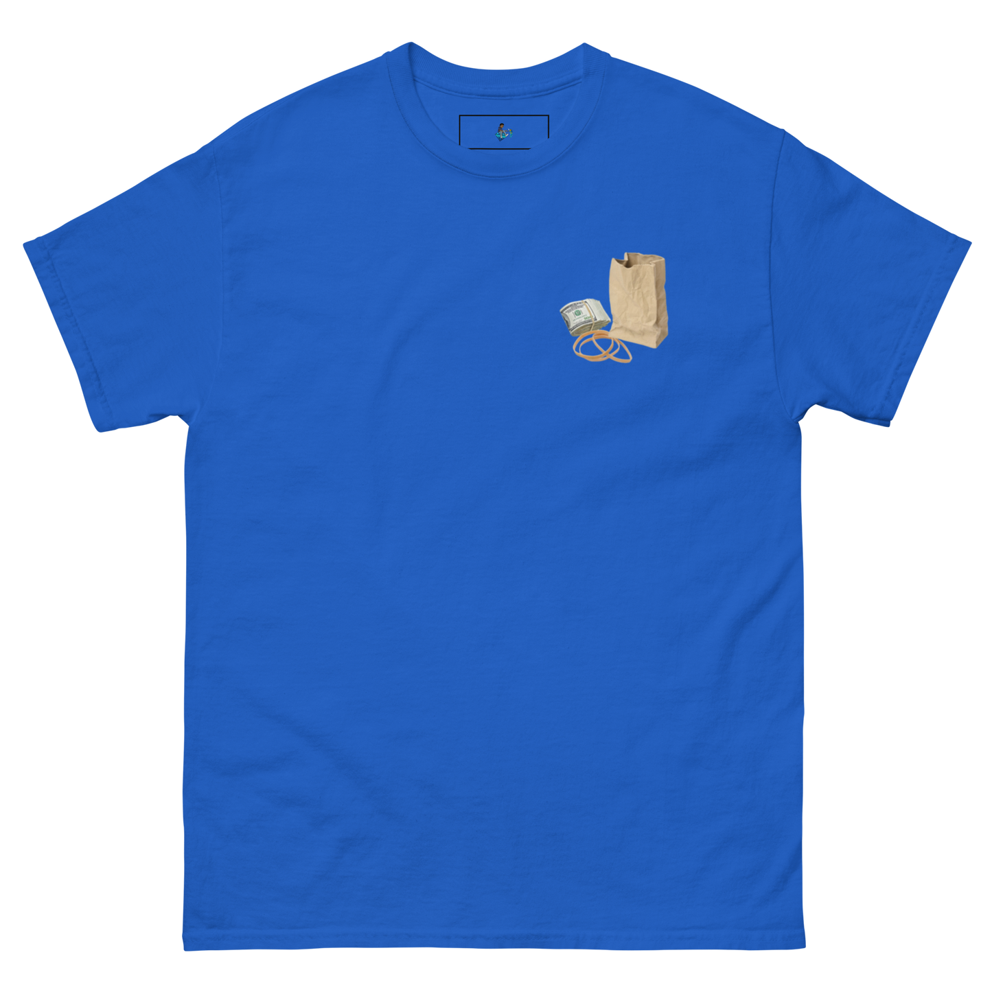 Brown paper bag, T-shirt