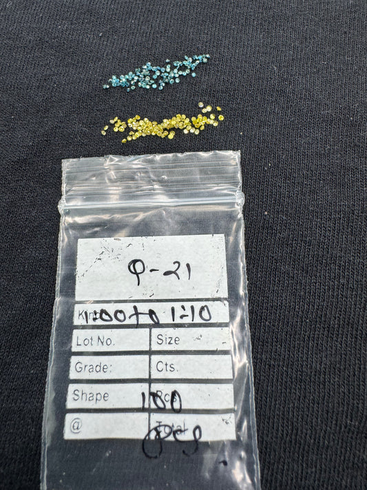 100 pcs p-21 diamonds blue and yellow