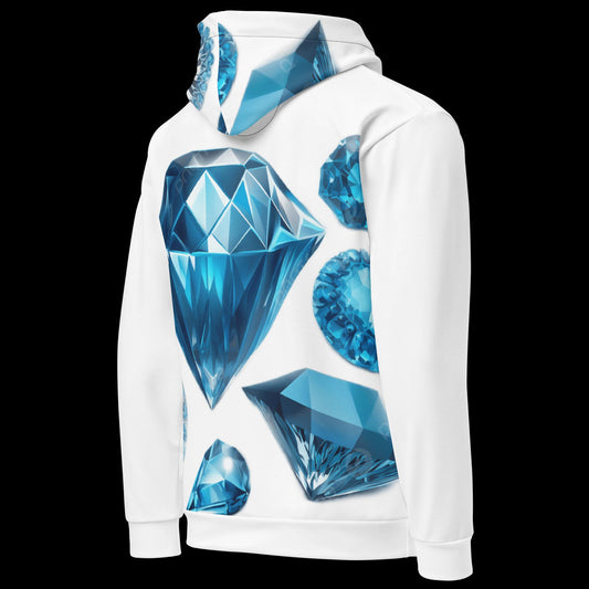 Blue Diamond White Hoodie By bodydrinkingdiamonds.co Hoodie